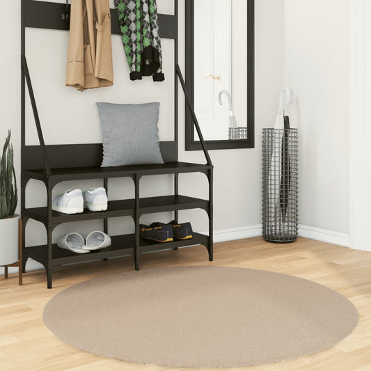 Tapis HUARTE à poils courts doux et lavable couleur sable Ø 120 cm