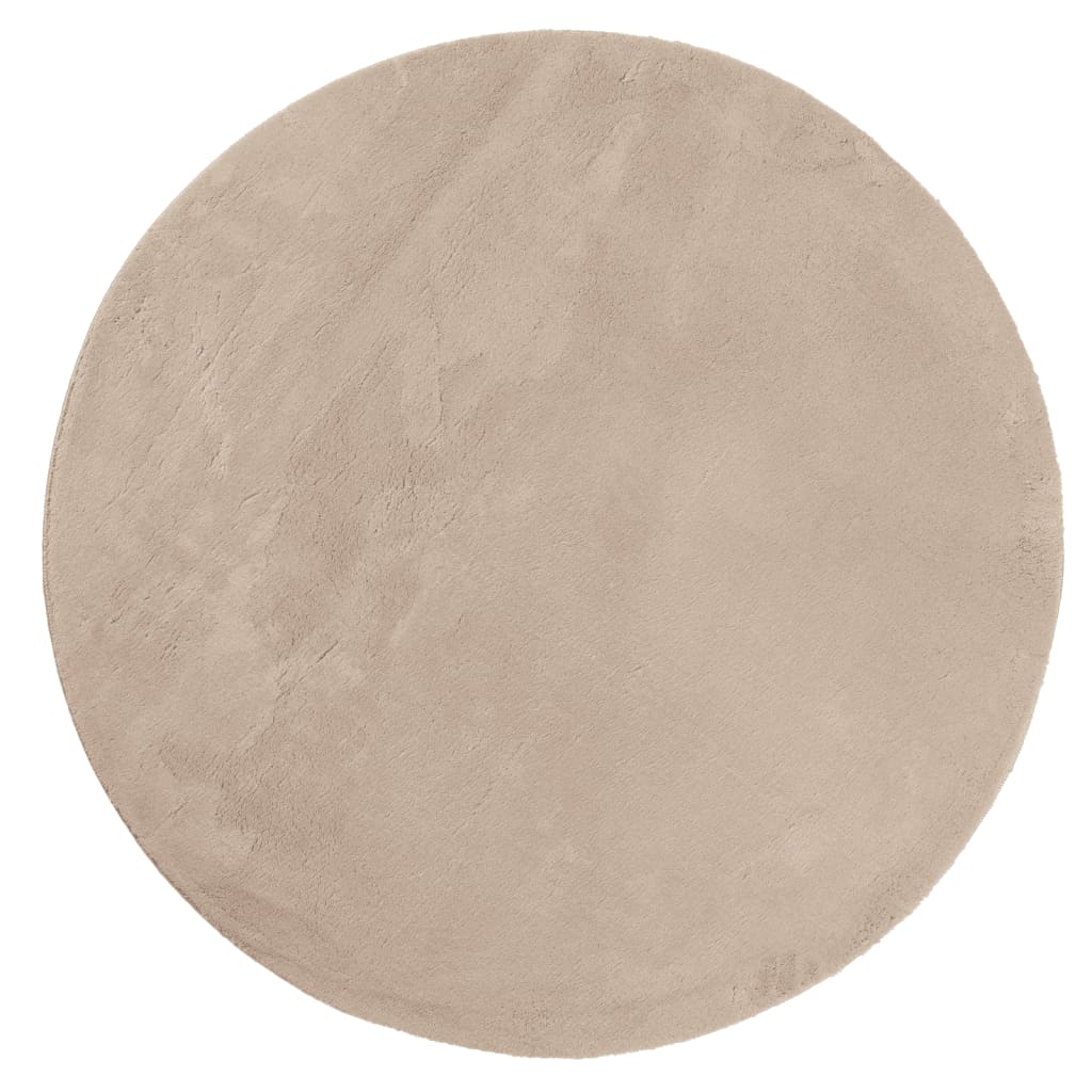 Rug HUARTE Low Pile Soft and Washable Sand-colored Ø 160 cm