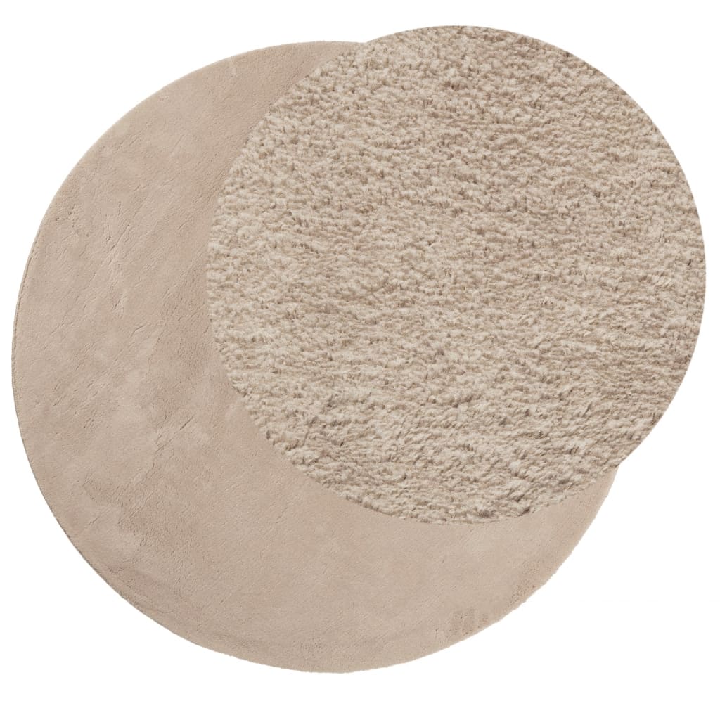 Rug HUARTE Low Pile Soft and Washable Sand-colored Ø 160 cm