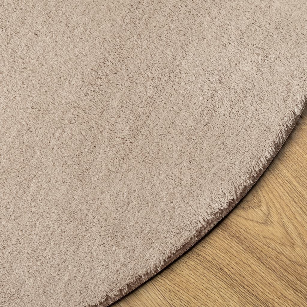 Rug HUARTE Low Pile Soft and Washable Sand-colored Ø 160 cm