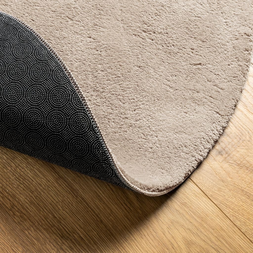 Rug HUARTE Low Pile Soft and Washable Sand-colored Ø 160 cm