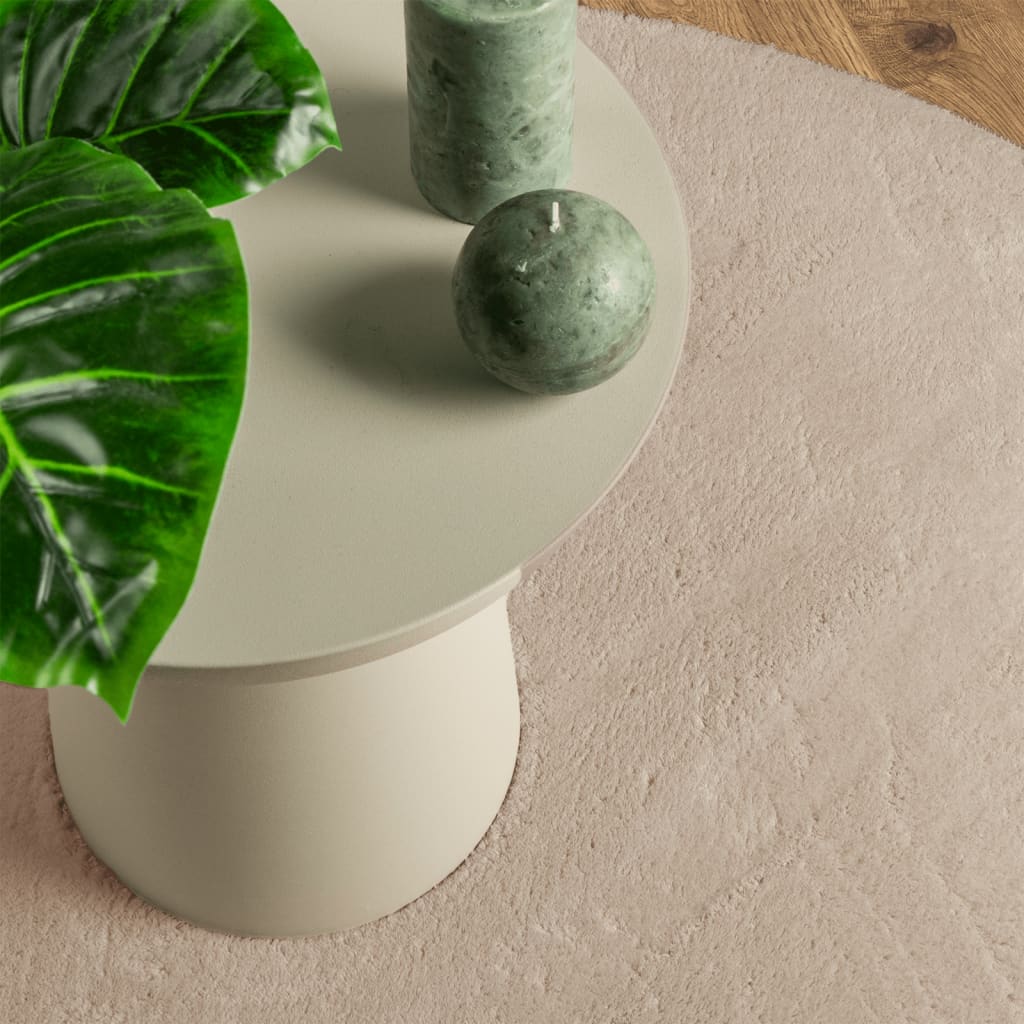 Rug HUARTE Low Pile Soft and Washable Sand-colored Ø 160 cm