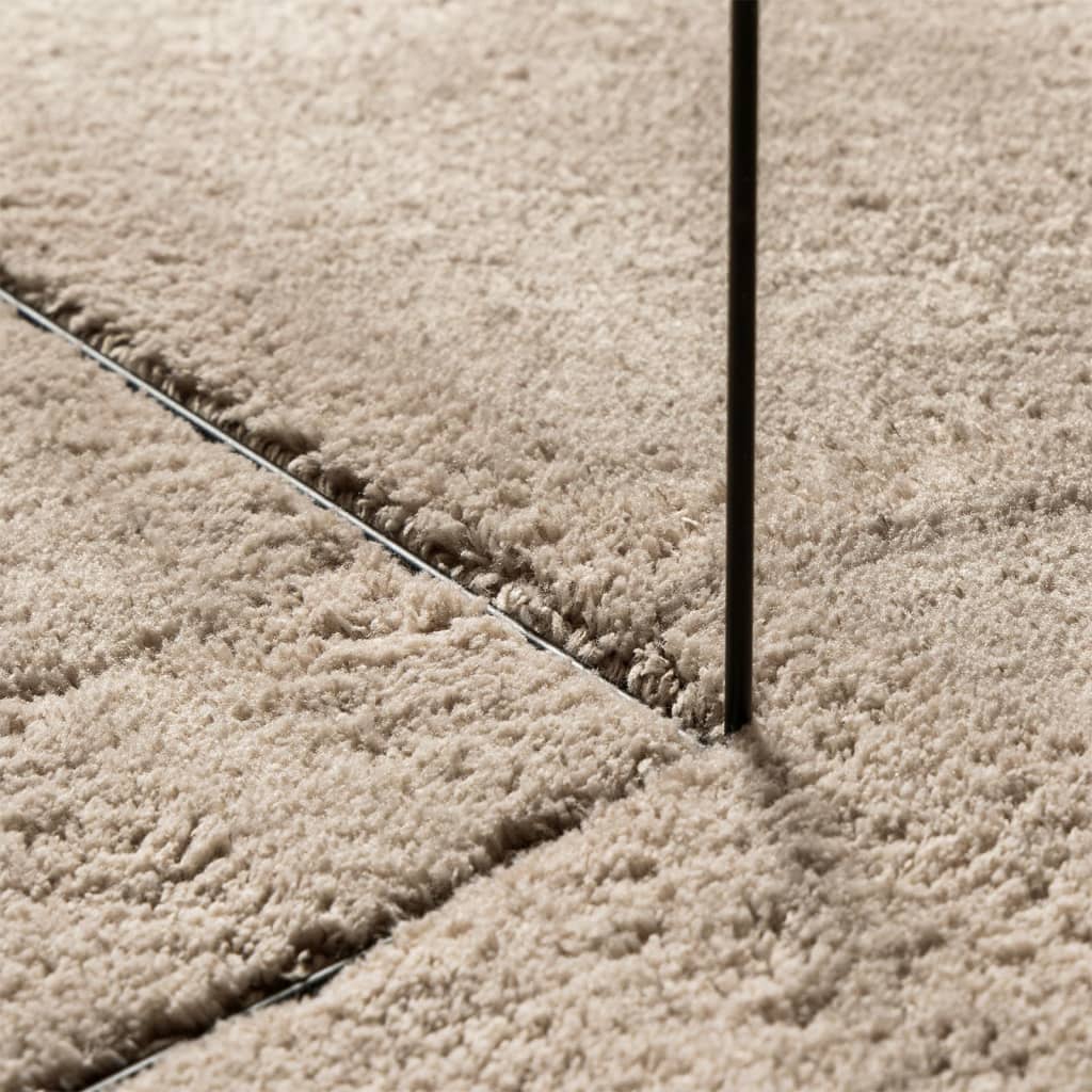 Rug HUARTE Low Pile Soft and Washable Sand-colored Ø 160 cm
