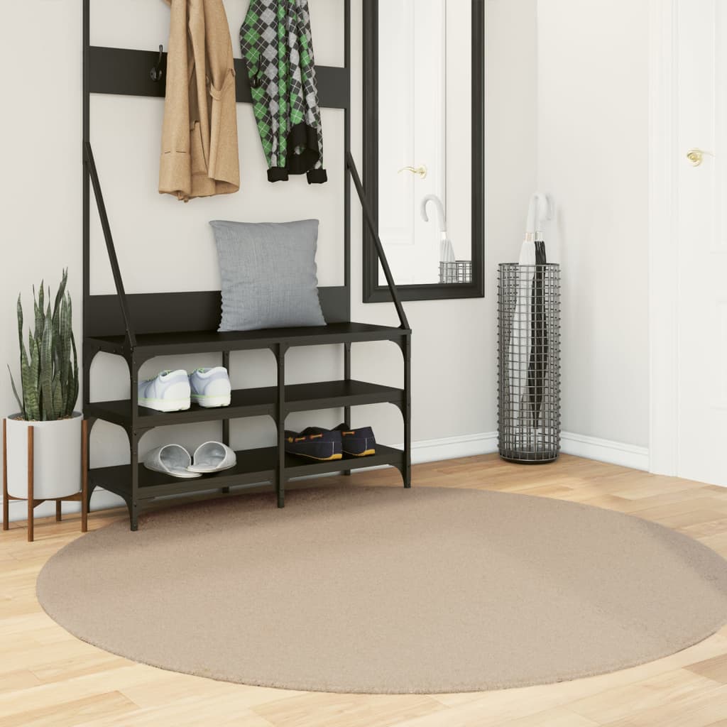 Rug HUARTE Low Pile Soft and Washable Sand-colored Ø 160 cm