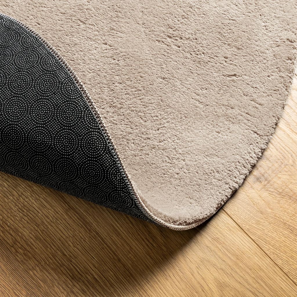Tapis HUARTE Poils courts Doux et lavable Sable Ø 200 cm