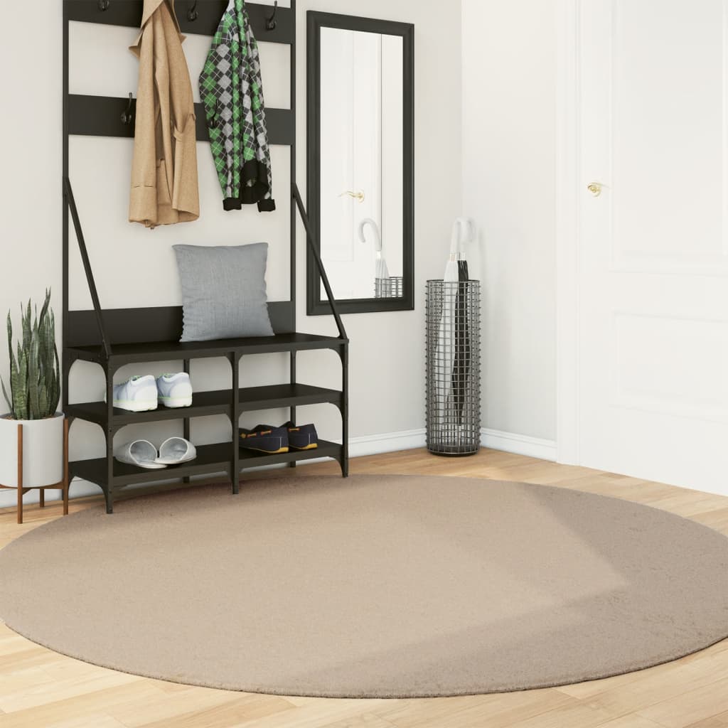 Tapis HUARTE Poils courts Doux et lavable Sable Ø 200 cm