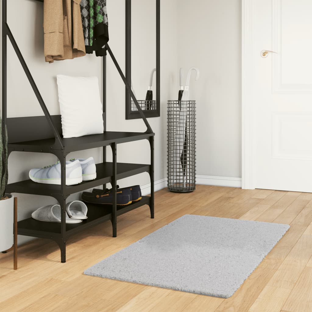 Tapis HUARTE Poils courts Doux et lavable Gris 60x110 cm