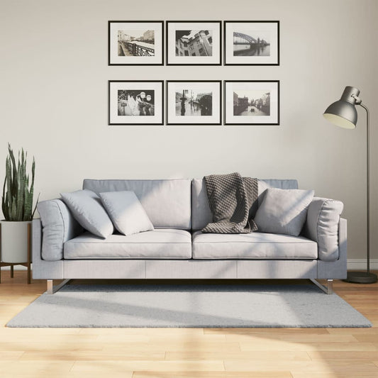 Tapis HUARTE Poils Ras Doux et Lavable Gris 80x150 cm