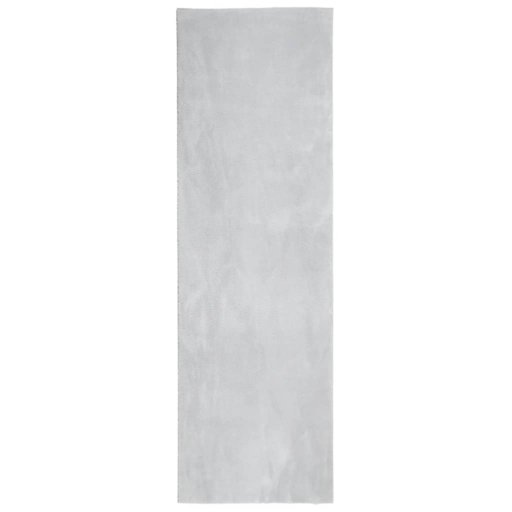 Tapis HUARTE Poils Ras Doux et Lavable Gris 80x250 cm