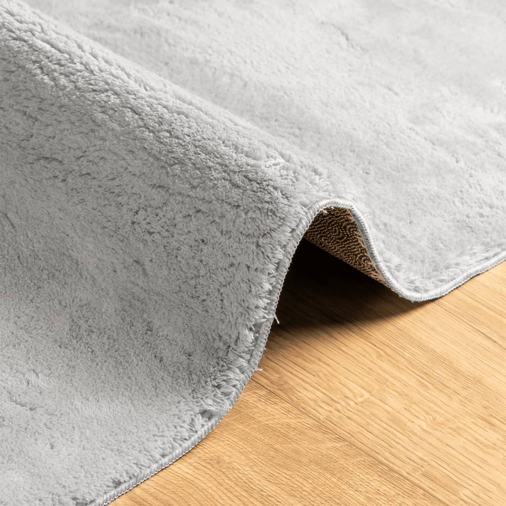Tapis HUARTE Poils Ras Doux et Lavable Gris 80x250 cm
