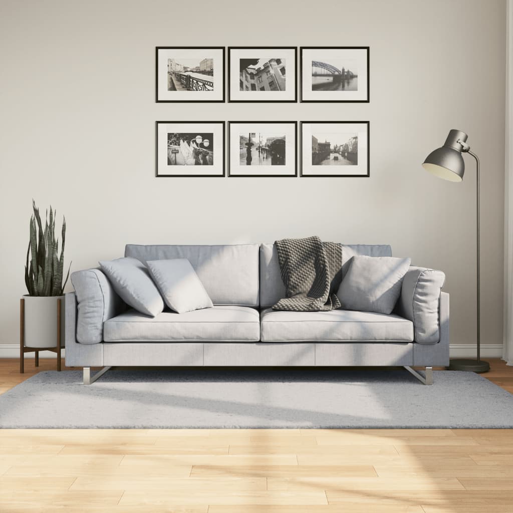 Tapis HUARTE Poil ras Doux et Lavable Gris 100x200 cm