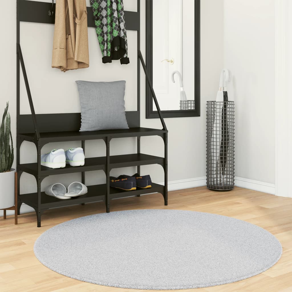 Tapis HUARTE à poils ras doux et lavable gris Ø 120 cm