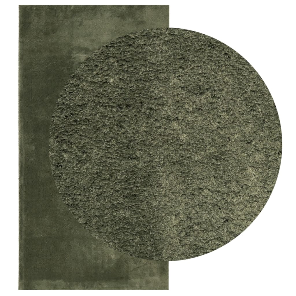 Rug HUARTE Low Pile Soft and Washable Forest Green 80x150 cm