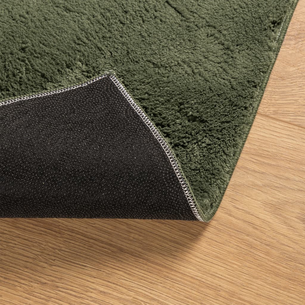 Rug HUARTE Low Pile Soft and Washable Forest Green 80x150 cm