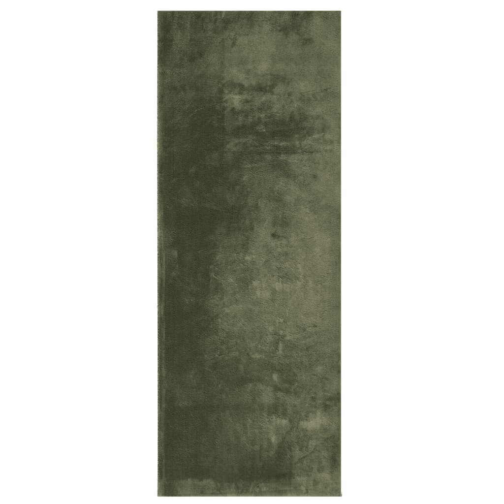 Tapis HUARTE Poils courts Doux et lavable Vert forêt 80x200 cm