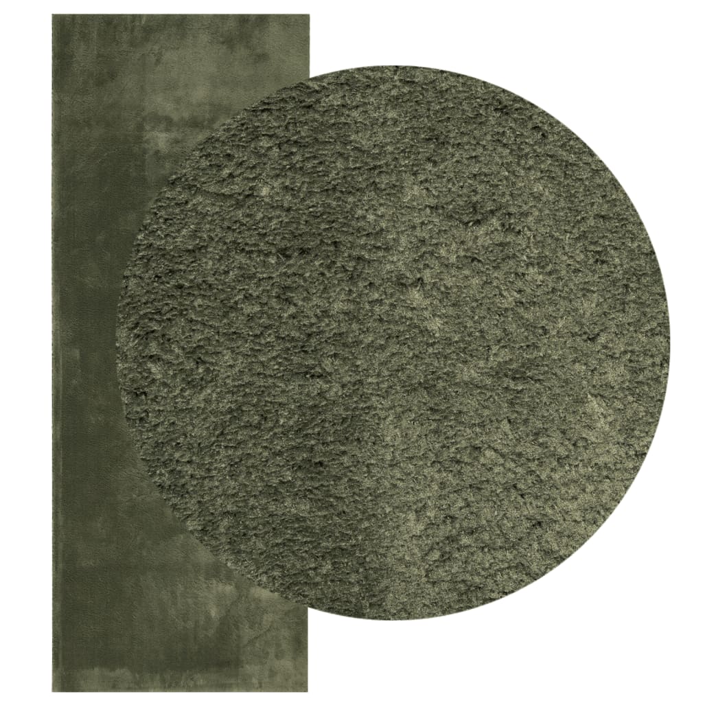 Tapis HUARTE Poils courts Doux et lavable Vert forêt 80x200 cm