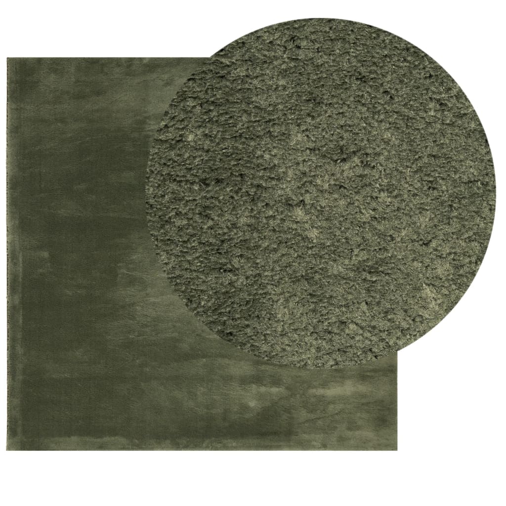 Tapis HUARTE Poils Courts Doux et Lavable Vert Forêt 120x120 cm