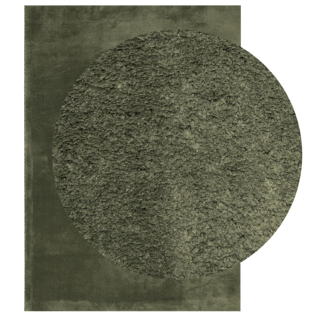 Tapis HUARTE Poils courts Doux et lavable Vert forêt 140x200 cm