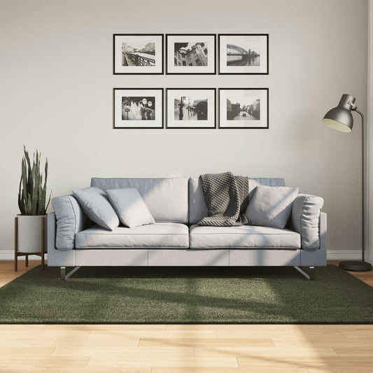 Tapis HUARTE Poils courts Doux et lavable Vert forêt 140x200 cm