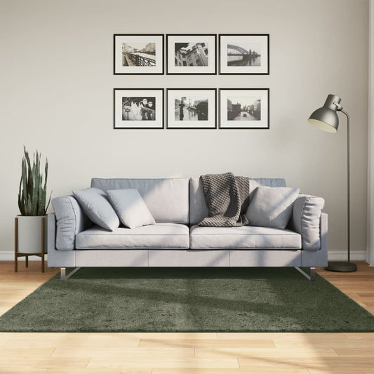 HUARTE Low Pile Rug Soft and Washable Forest Green 160x160 cm