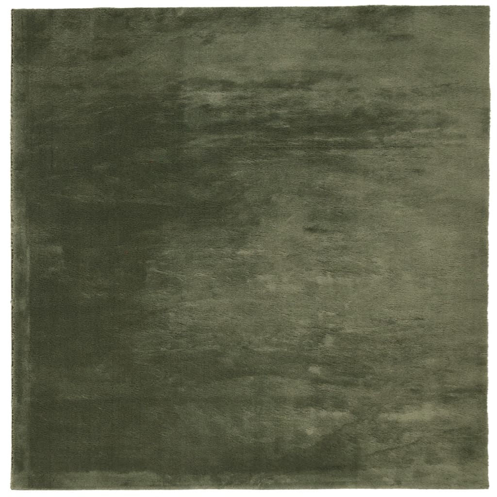 Tapis HUARTE Poils Ras Doux et Lavable Vert Forêt 200x200 cm