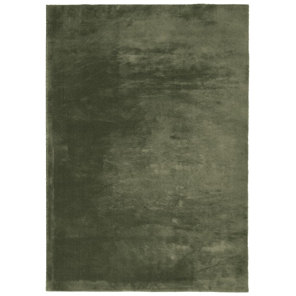 Tapis HUARTE Poil ras Doux et Lavable Vert Forêt 200x280 cm
