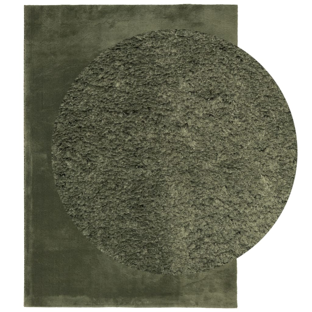 Tapis HUARTE Poil ras Doux et Lavable Vert Forêt 200x280 cm