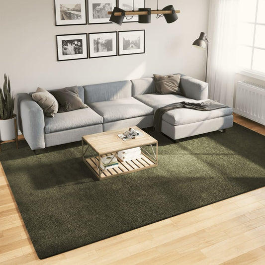Tapis HUARTE Poils Courts Doux et Lavable Vert Forêt 240x340 cm
