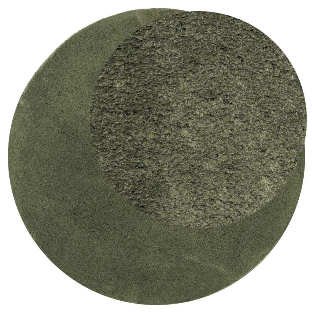 Tapis HUARTE Poils Ras Doux et Lavable Vert Forêt Ø 80 cm