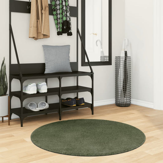 Carpet HUARTE Low Pile Soft and Washable Forest Green Ø 100 cm