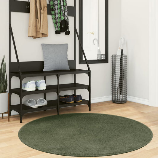 Carpet HUARTE Low Pile Soft and Washable Forest Green Ø 120 cm