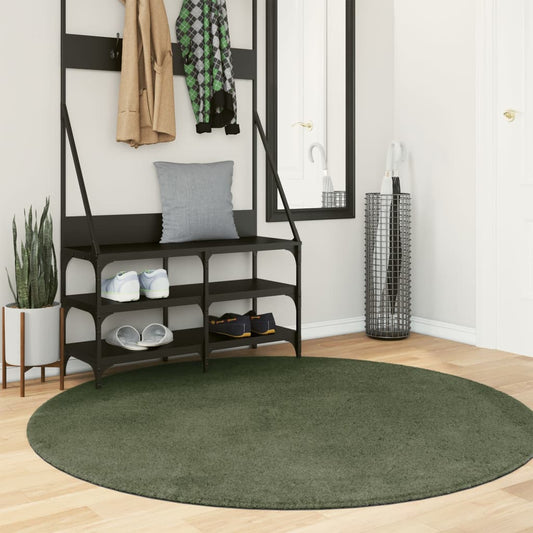 HUARTE Low Pile Rug Soft and Washable Forest Green Ø 160 cm