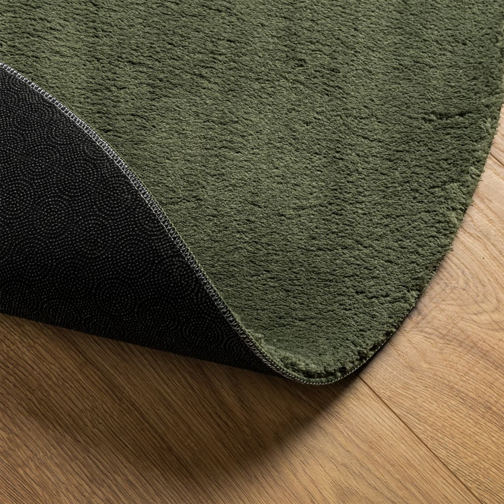 HUARTE Short Pile Soft and Washable Forest Green Rug Ø 200 cm