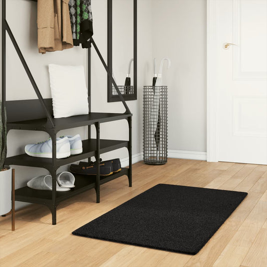 Tapis HUARTE Poils courts Doux et lavable Noir 60x110 cm