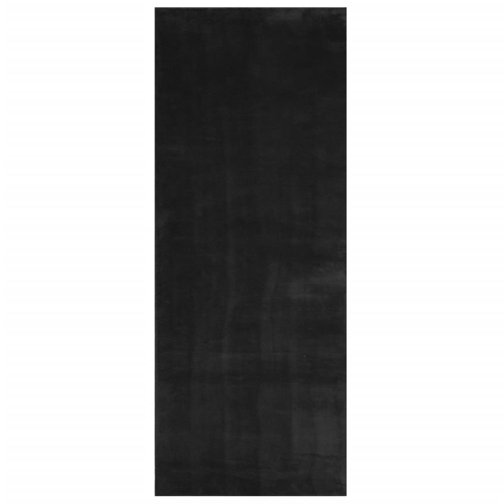 Carpet HUARTE Short Pile Soft and Washable Black 80x200 cm