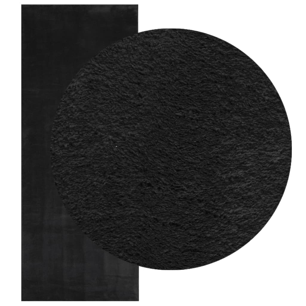 Carpet HUARTE Short Pile Soft and Washable Black 80x200 cm