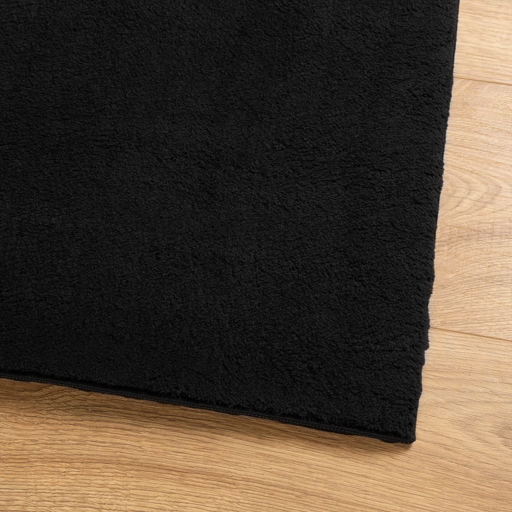 Carpet HUARTE Short Pile Soft and Washable Black 80x200 cm