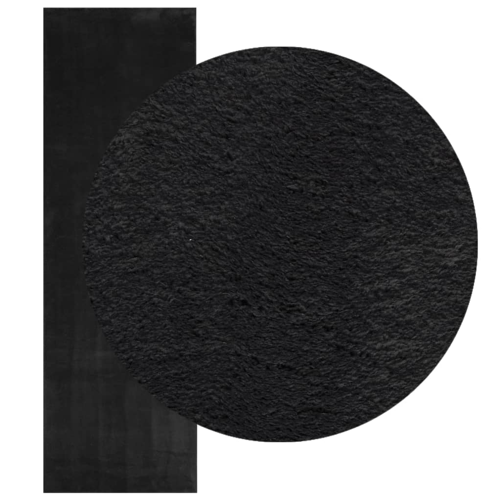 HUARTE Low Pile Carpet Soft and Washable Black 80x250 cm