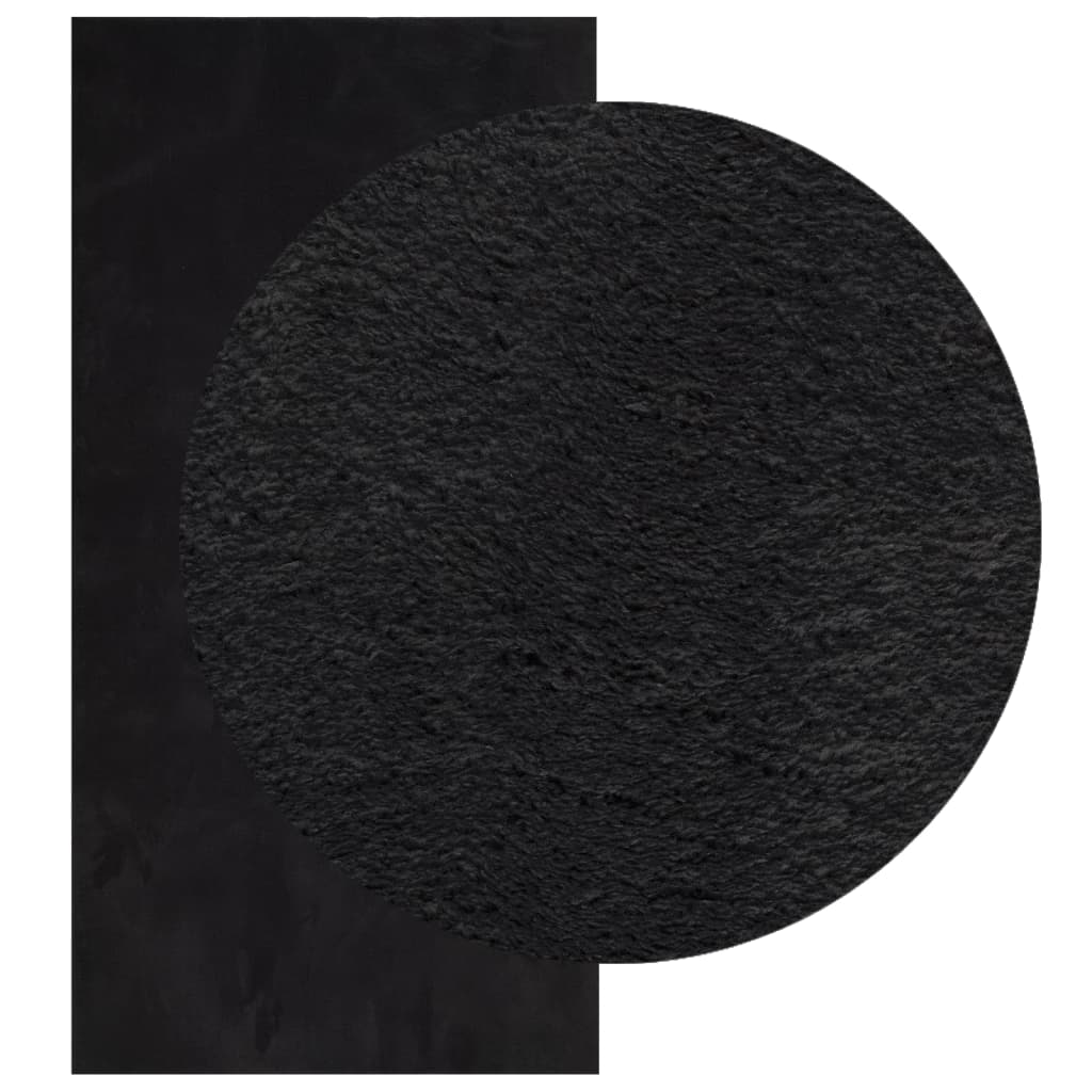 Rug HUARTE Low Pile Soft and Washable Black 100x200 cm