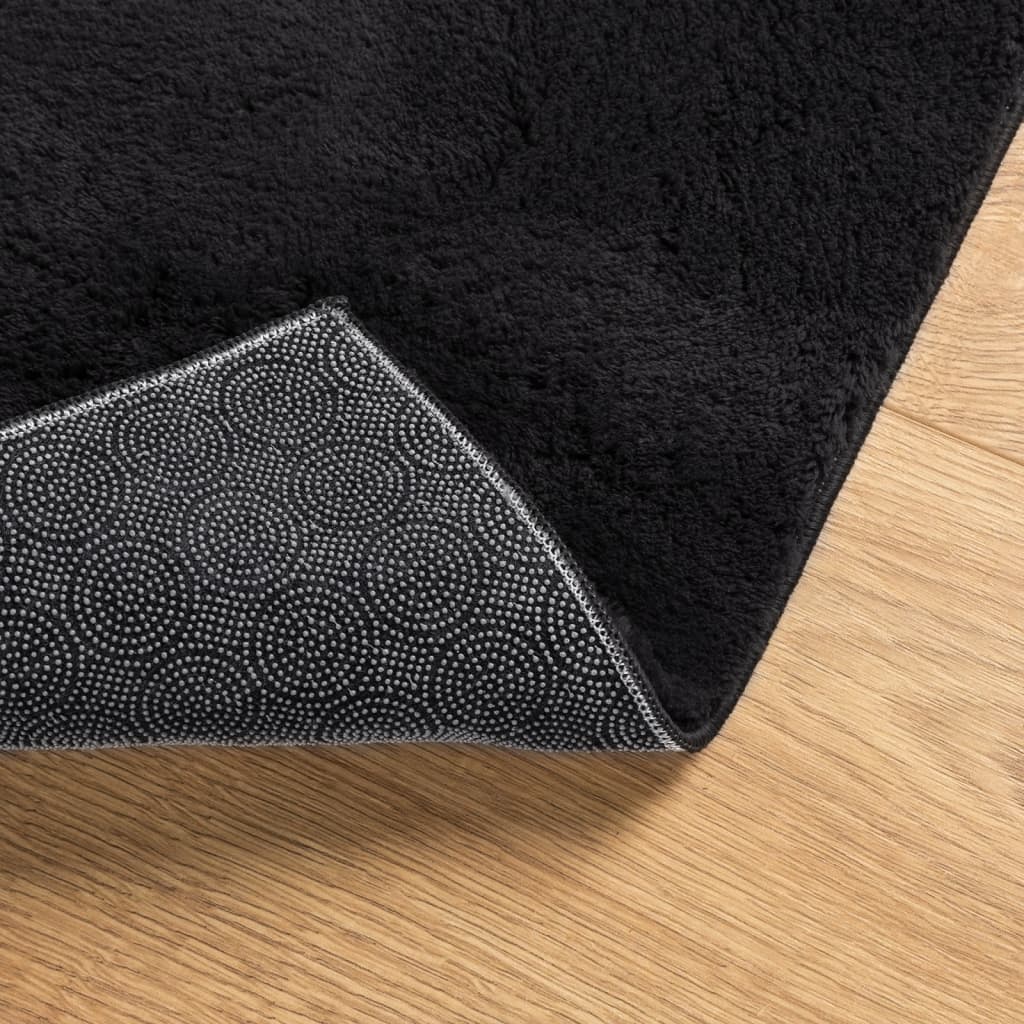 Rug HUARTE Low Pile Soft and Washable Black 100x200 cm
