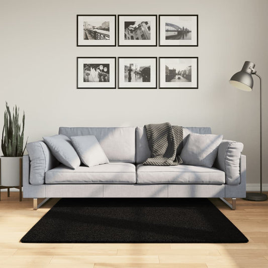 HUARTE Low Pile Carpet Soft and Washable Black 120x120 cm