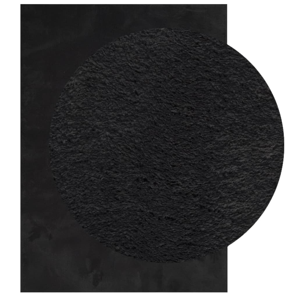 HUARTE Low Pile Carpet, Soft and Washable, Black, 140x200 cm