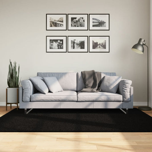 Tapis HUARTE Poil ras Doux et Lavable Noir 140x200 cm