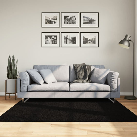 Tapis HUARTE Poil ras Doux et lavable Noir 160x160 cm