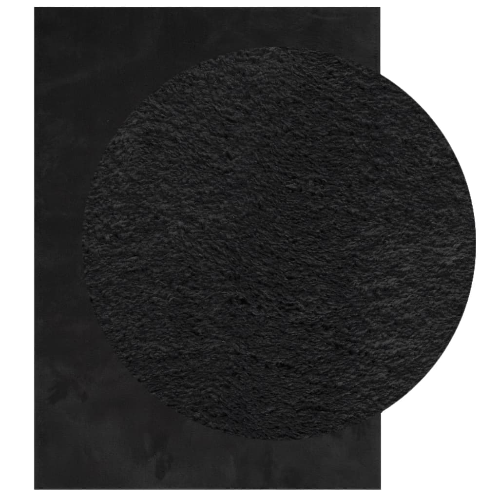 Rug HUARTE Low Pile Soft and Washable Black 160x230 cm