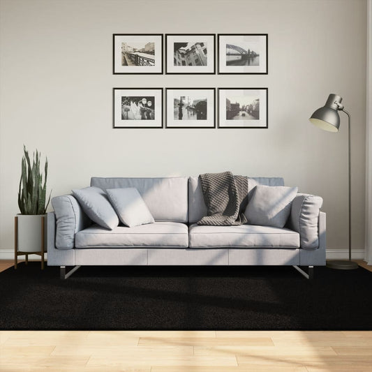 Tapis HUARTE Poil ras Doux et Lavable Noir 160x230 cm