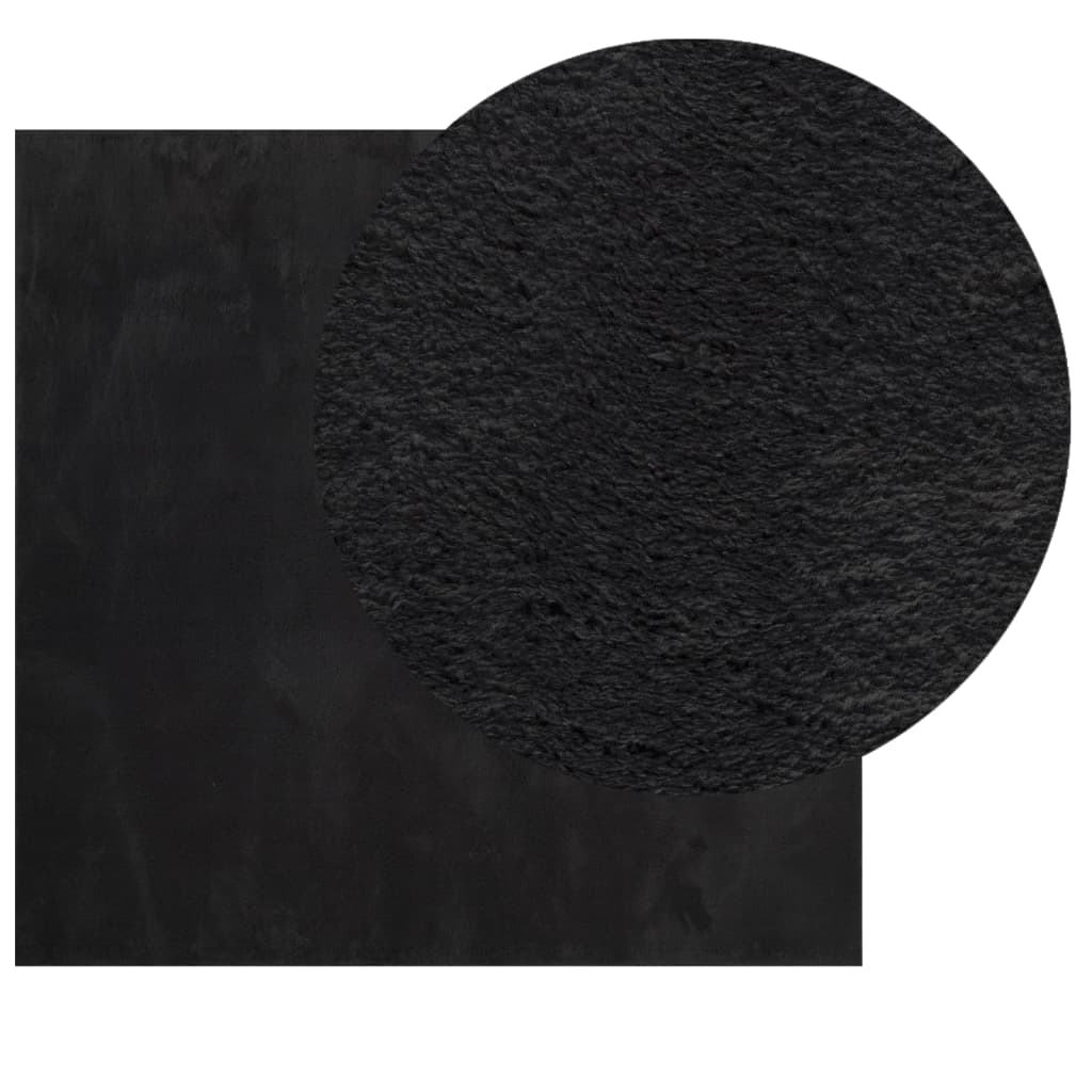 Rug HUARTE Low Pile Soft and Washable Black 200x200 cm