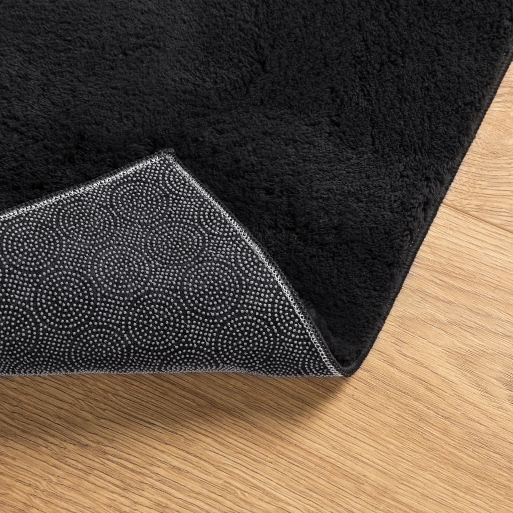 Rug HUARTE Low Pile Soft and Washable Black 240x240 cm