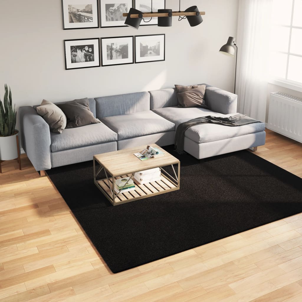 Rug HUARTE Low Pile Soft and Washable Black 240x240 cm