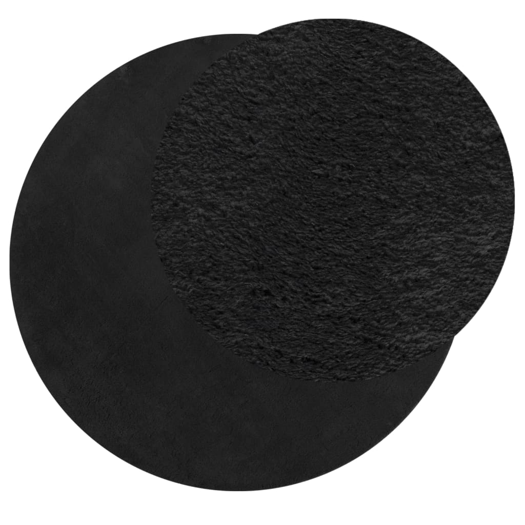 HUARTE Short Pile Soft Washable Carpet Black Ø 80 cm